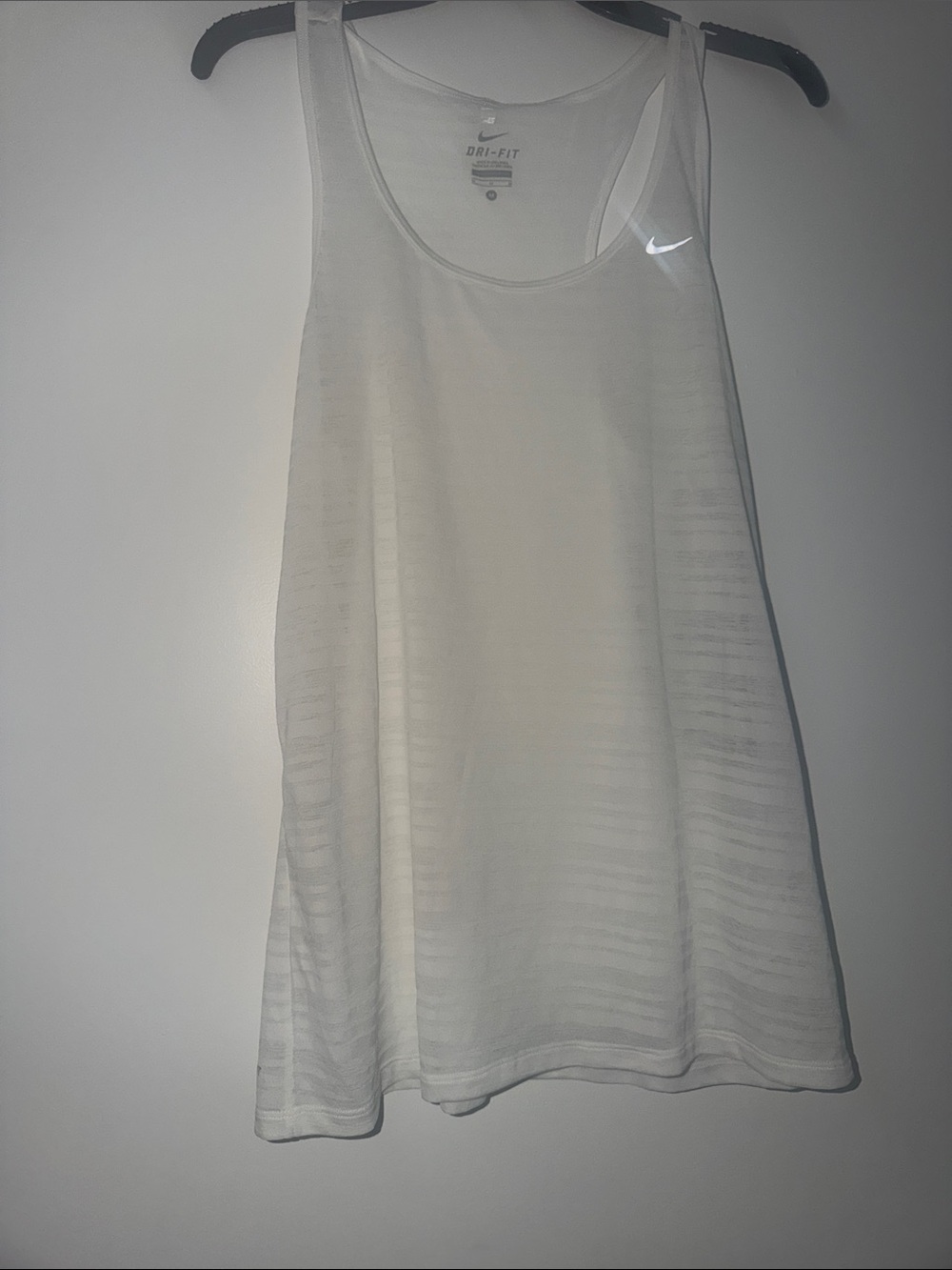 Nike White Dri-FIT Mesh Racerback Tank